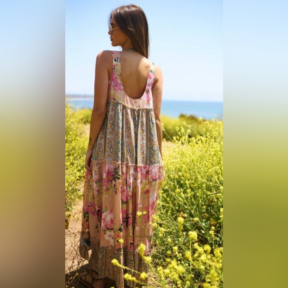 DAVI & DANI Pink and Tan Sleeveless Maxi Sundress - Picture 2 of 4